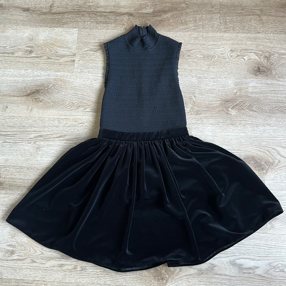 Alice & Olivia BARRETT Velvet & Woven Tea Dress -